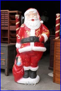 Santa Claus Plastic Blow Mold Light Up 5ft Christmas Yard Decoration RARE Vtg