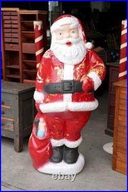Santa Claus Plastic Blow Mold Light Up 5ft Christmas Yard Decoration RARE Vtg