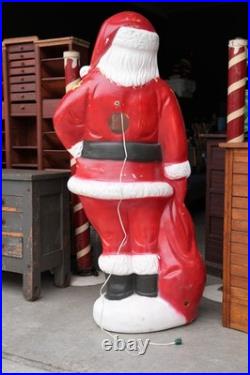 Santa Claus Plastic Blow Mold Light Up 5ft Christmas Yard Decoration RARE Vtg