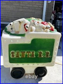 Santa Railroad Tender Train Car Blow Mold Yard Decor With Light Vtg