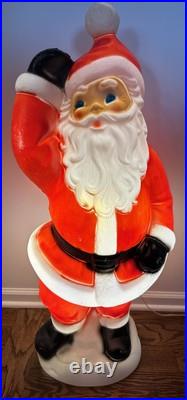 Santa Waving Blow Mold 40 LightUp Christmas Vintage General Foam Plastic TESTED