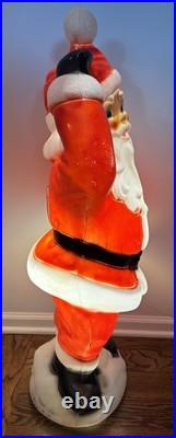 Santa Waving Blow Mold 40 LightUp Christmas Vintage General Foam Plastic TESTED
