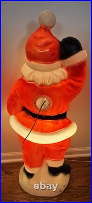 Santa Waving Blow Mold 40 LightUp Christmas Vintage General Foam Plastic TESTED