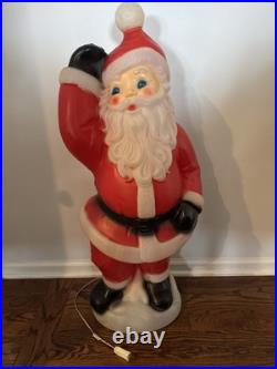 Santa Waving Blow Mold 40 LightUp Christmas Vintage General Foam Plastic TESTED