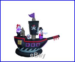 Self-Inflatable Pirate Ship with Skeleton Internal Lighting Halloween Yard Decor