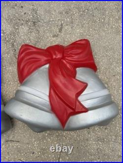 Set of 3 Vintage 1993 TPI Blow Mold Bells With Christmas Light very small flaw