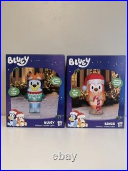 Set of Gemmy 5' Bluey and Bingo Christmas Airblown Inflatables Lighted LED NEW