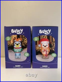 Set of Gemmy 5' Bluey and Bingo Christmas Airblown Inflatables Lighted LED NEW
