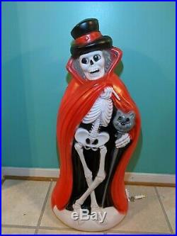 Skeleton with Cat Cane/Red Cape 34 Lighted Halloween Blow Mold / Yard Decor
