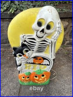 Sun Hill Double Sided Halloween Blow Mold Witch, Cat, Pumpkin, & Skeleton VTG