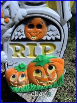 Sun Hill Double Sided Halloween Blow Mold Witch, Cat, Pumpkin, & Skeleton VTG