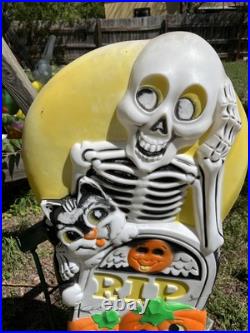 Sun Hill Double Sided Halloween Blow Mold Witch, Cat, Pumpkin, & Skeleton VTG
