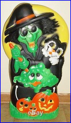 Sun Hill Witch & Skeleton with Cauldron Double Sided Plastic Blow Mold Light