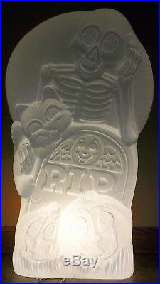 Sun Hill Witch & Skeleton with Cauldron Double Sided Plastic Blow Mold Light