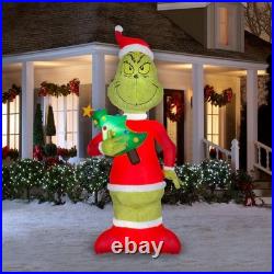 THE GRINCH-Dr SUESS-GIANT Airblown Infltable Lights Up Soft & Fuzzy 10 Ft New
