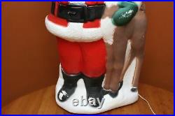 TPI #4836 Blow Mold 40 Santa Claus with Reindeer with Light Cord 2001-2004 GUC