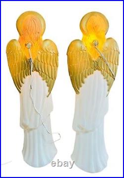 TPI Angel WithHorn Choir Trumpet Nativity Blow Mold 34 Christmas Lot of 2 Vintage