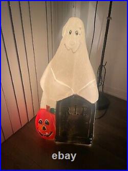 TPI Blow Mold Ghost withPumpkin R. I. P. Tombstone Halloween 36 Plastic Lighted