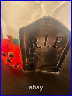 TPI Blow Mold Ghost withPumpkin R. I. P. Tombstone Halloween 36 Plastic Lighted