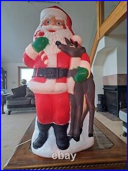 TPI Plastics Santa With Reindeer Lighted 2000 Blow Mold 40 Made In Canada