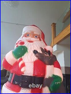 TPI Plastics Santa With Reindeer Lighted 2000 Blow Mold 40 Made In Canada