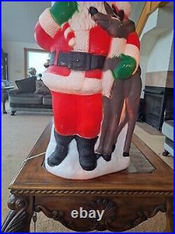 TPI Plastics Santa With Reindeer Lighted 2000 Blow Mold 40 Made In Canada