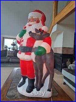 TPI Plastics Santa With Reindeer Lighted 2000 Blow Mold 40 Made In Canada