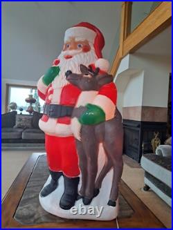 TPI Plastics Santa With Reindeer Lighted 2000 Blow Mold 40 Made In Canada