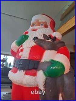 TPI Plastics Santa With Reindeer Lighted 2000 Blow Mold 40 Made In Canada