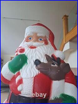 TPI Plastics Santa With Reindeer Lighted 2000 Blow Mold 40 Made In Canada