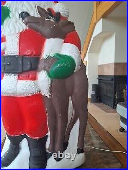TPI Plastics Santa With Reindeer Lighted 2000 Blow Mold 40 Made In Canada