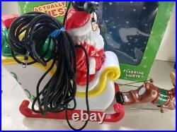 Tekky Toys Santa's Flying Sleigh 25' Cable Light Up Outdoor Table Top Blow Mold