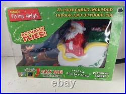 Tekky Toys Santa's Flying Sleigh 25' Cable Light Up Outdoor Table Top Blow Mold