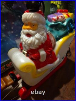 Tekky Toys Santa's Flying Sleigh 25 Cable Light Up Reindeer Table Top Blow Mold