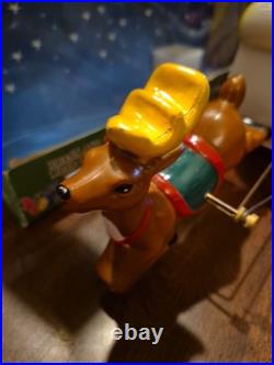 Tekky Toys Santa's Flying Sleigh 25 Cable Light Up Reindeer Table Top Blow Mold