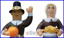 Thanksgiving Pilgrams with Turkey & Pumpking Airblown Inflatable Lighted Yard Deco