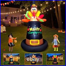 Thanksgiving Turkey Pilgrim Hat Airblown Inflatable Decor LED BlowUp Autumn Fall