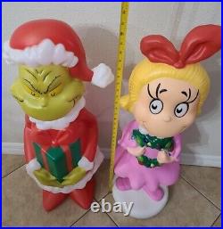The Grinch & Cindy Lou Who Grinch Who Stole Christmas Blow Mold Lot Of 2 New