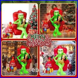 The Grinch Merry Christmas Inflatable w chair Yard Decor Santa Suit Airblown max