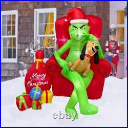The Grinch Merry Christmas Inflatable w chair Yard Decor Santa Suit Airblown max