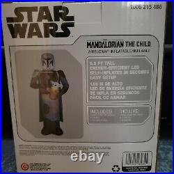 The Mandalorian w Child Light Up Christmas Airblown Inflatable 6.5' Sealed New