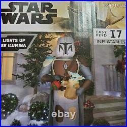 The Mandalorian w Child Light Up Christmas Airblown Inflatable 6.5' Sealed New