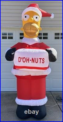 The Simpsons Santa Homer 8 Ft Airblown Inflatable 2004 Gemmy Xmas Light Up WORKS