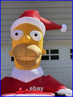 The Simpsons Santa Homer 8 Ft Airblown Inflatable 2004 Gemmy Xmas Light Up WORKS