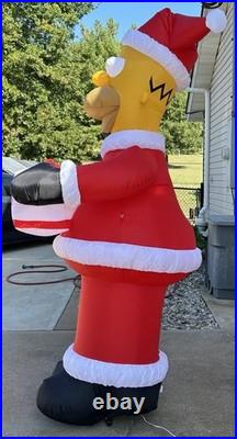 The Simpsons Santa Homer 8 Ft Airblown Inflatable 2004 Gemmy Xmas Light Up WORKS
