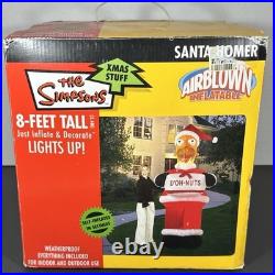 The Simpsons Santa Homer 8 Ft Airblown Inflatable 2004 Gemmy Xmas Light Up WORKS