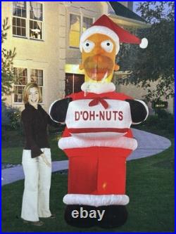 The Simpsons Santa Homer 8 Ft Airblown Inflatable 2004 Gemmy Xmas Light Up WORKS