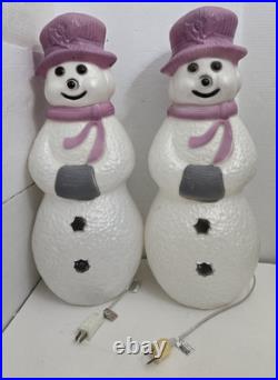 Union Products Christmas Snowman Purple Blow Mold 22 Holiday Decor x2 Lights