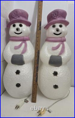 Union Products Christmas Snowman Purple Blow Mold 22 Holiday Decor x2 Lights