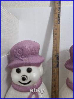 Union Products Christmas Snowman Purple Blow Mold 22 Holiday Decor x2 Lights